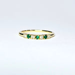 Diamond  & Emerald 14kt Yellow Gold Half Eternity Ring