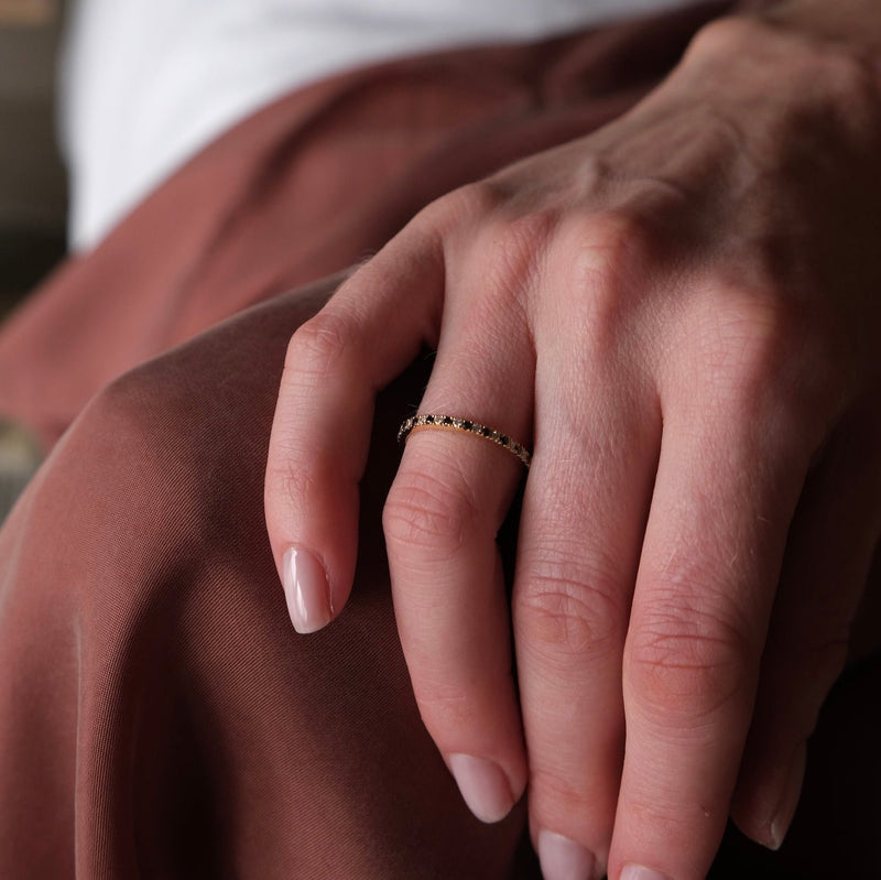 Black Diamond & White Diamond Half Eternity Ring