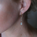 Diamond Bead 1.40 carat & Opal Drop 2.7 carat 14kt Gold Earring