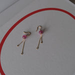 Pink Tourmline & Diamond 18Kt Gold Earrings