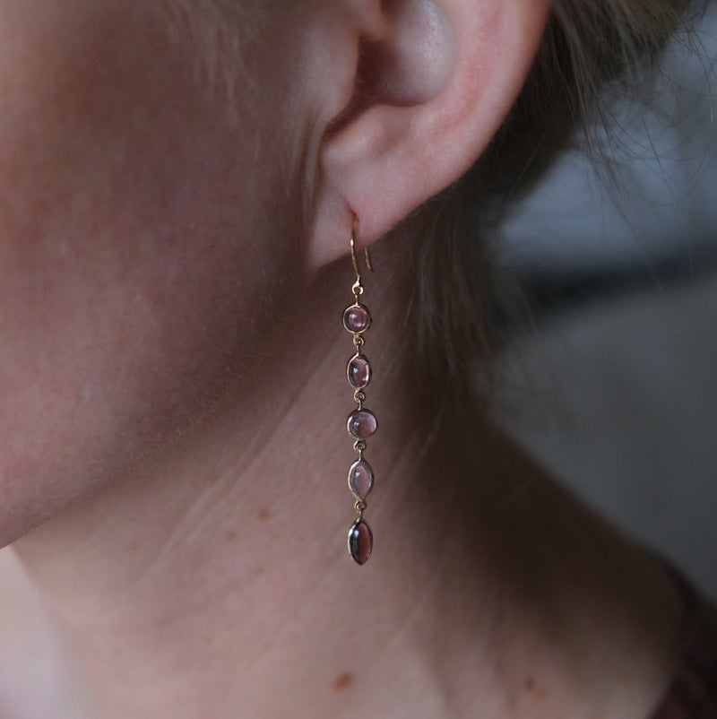 Pink Tourmaline 14kt Yellow Gold Earring