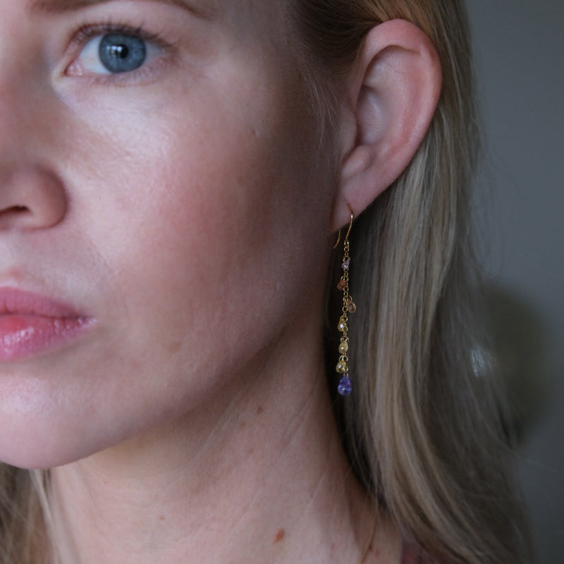 Sapphire & Tanzanite Bead Earrings