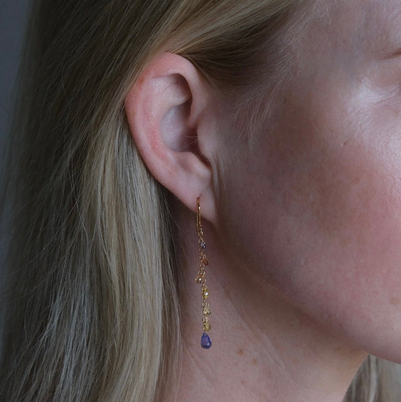 Sapphire & Tanzanite Bead Earrings