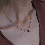 Tanzanite & Sapphire Drop Bead  Necklace