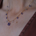 Tanzanite & Sapphire Drop Bead  Necklace