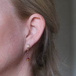 Diamond  & Tourmaline Beads with Gold Filled Bead & 14kt Yellow Gold Earring