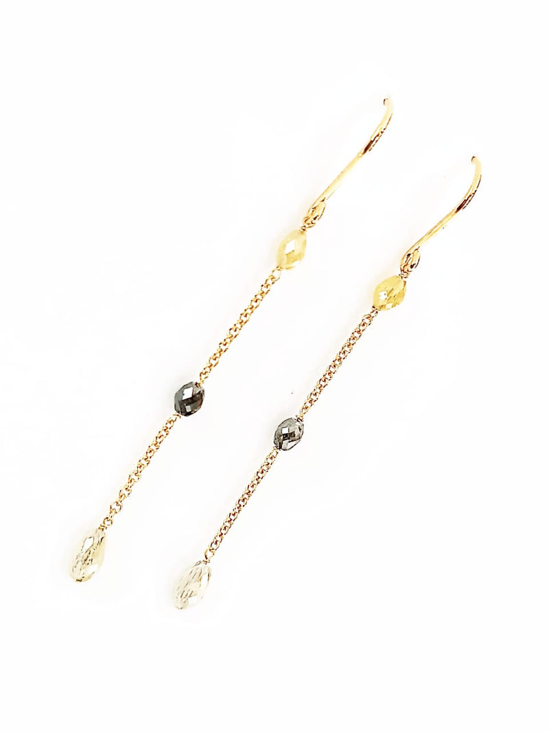 Black Diamond Bead 1.10 carat Earring 14kt Gold