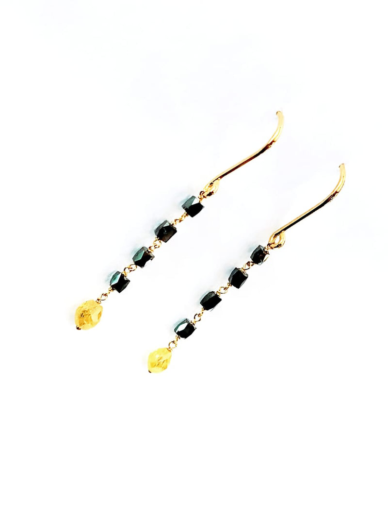 Black Diamond Bead 1.77 carat Earring 14kt Gold