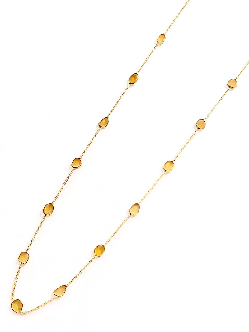 Diamond Yellow Polki 14kt Gold Necklace