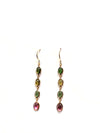 Multi Tourmaline 14kt Yellow Gold Earring