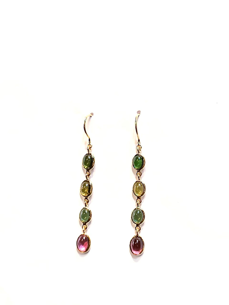 Multi Tourmaline 14kt Yellow Gold Earring