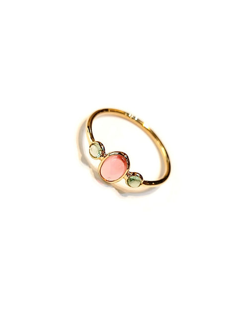 Green And Pink Tourmaline 14kt Yellow Gold Ring