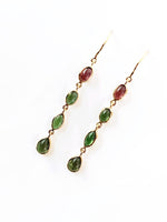 Pink & Green Tourmaline 14kt Gold Earring