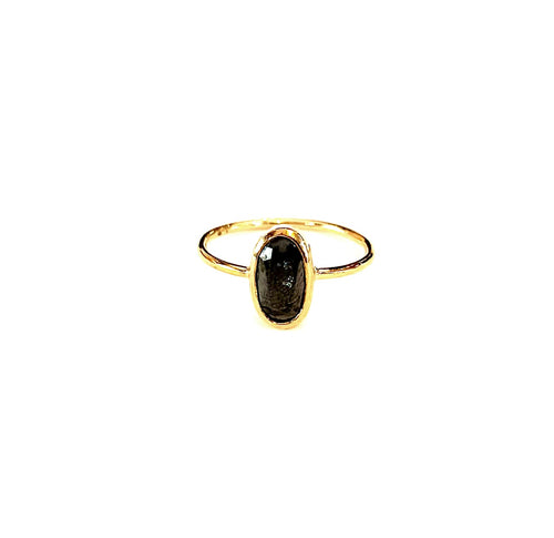 Black Diamond oval 1.570  carat 9kt Gold Ring