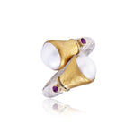 Pearl & Ruby Gold & Silver Ring