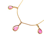 Tourmaline  & Diamond  Drop 14kt Yellow Gold  Necklace