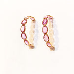 Pink Sapphire  18Kt Gold Hoop Earrings